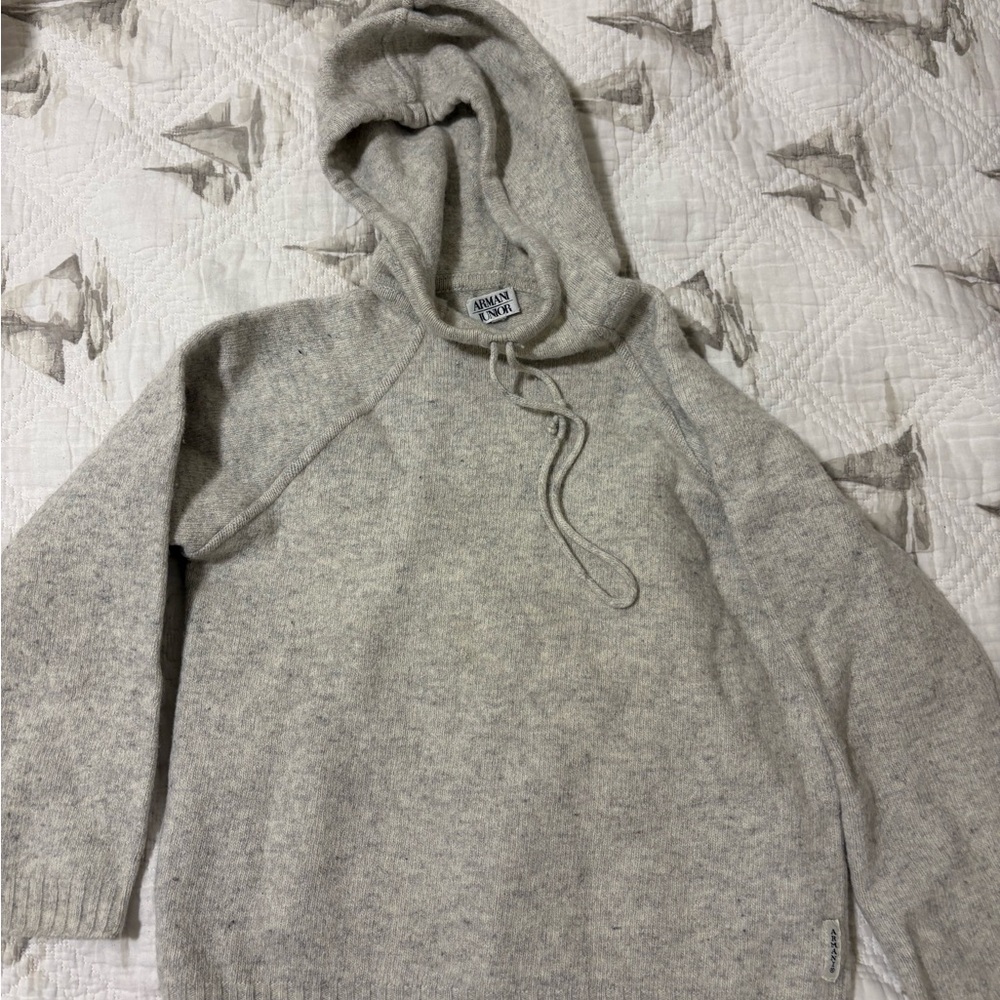 Armani Junior size 10 Cream Hoodie cashmere wool boys